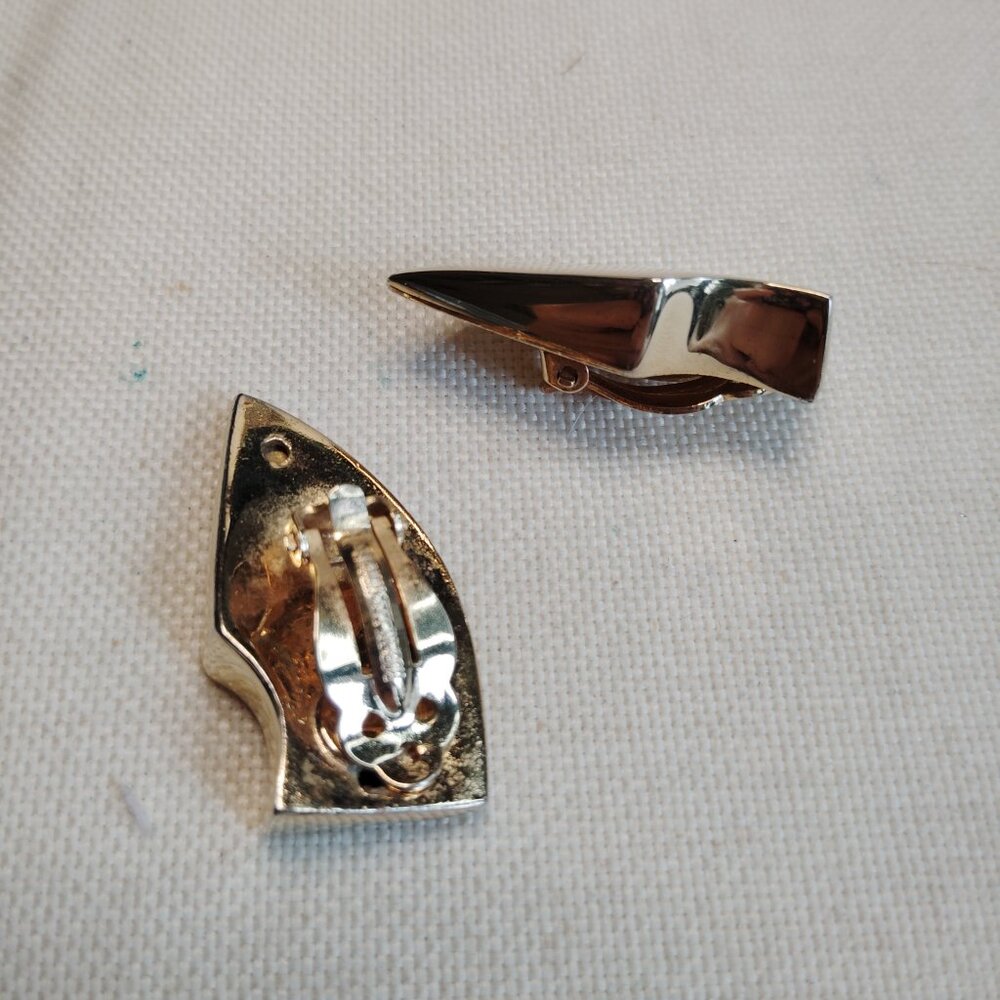 Robert Lee Morris Vintage Gold Plated Sculptural Clip On Earrings Signed - Picture 15 of 15